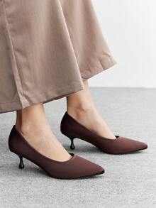 CUCCOO BIZCHIC Women's Pointed Toe Versatile High Heel Pumps For Daily Commute - Mocha Brown - View 5