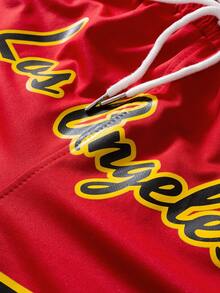 PAVTROS Quần short thể thao nam phối màu tương phản, kiểu dáng thường ngày. - Đỏ - Xem 5