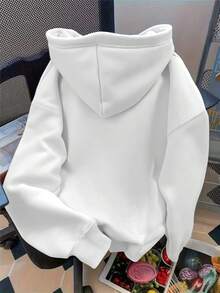 ‌Sudadera con capucha para mujer nueva de otoño invierno abrigada holgada y versátil con estampado de mariposas ideal para vacaciones paseos y viajes - Blanco - Ver 2