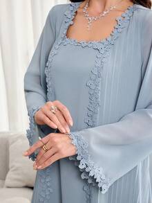 Al Najma 女士优雅阿拉伯风格长裙 - 綠色 - 查看 5