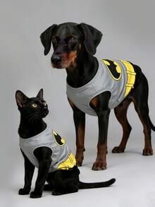 BATMAN X SHEIN 1 件电影卡通图案角色扮演宠物背心，猫衣服，狗衣服，尺码 XXS-XXXXL，特小号，特大号，角色扮演