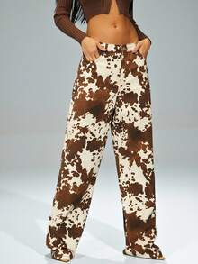 Denimoi 女士前扣口袋印花休闲裤，日常穿着 - 彩色 - 查看 4