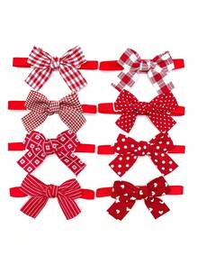 PETSIN 1 Piece Pet Valentine's Day Red Plaid Stripe Bow Tie Collar Pet Bow Tie Necklace Pet Accessory Valentine's Holiday Pet Supplies