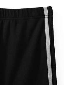 SHEIN ChillGRL Tween Girls Jacquard Hoodie Sweatshirt + Fleeced Flared Pants Casual Outfit - Grey - View 6