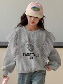 DAZY Tween Girls Crew Neck Fleece Printed Sweatshirt, Fall - Grey - View 7