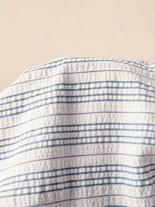 Poéselle Women's Casual Striped Print Drawstring Shorts Skirt - Blue - View 8