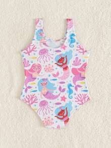 Baby Girls' Holiday Style Printed One-Piece Swimsuit, Suitable For Beach And Pool Fun, Summer Holiday Summer Vacation Thermal Christmas Holiday Festival New Years Valentines Swim Baby Girl Beach Wear Toddler Beach Wear Swimsuit Toddler Girls Toddler Girl Swimsuit Toddler Swimsuit Baby Girl Swimsuit Toddler Swimwear Mermaid Swimsuit Flower Print Bathing Suit Toddler Toddler Girl Mermaid Swimsuit Under The Sea Bathing Suit Toddler Girl Girls One Piece Summer Outfit Swimsuit Baby Girl One Piece Gir Toddler Girl Dinosaur Swimsuit - Pink - View 2