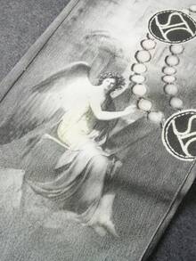 Manfinity EMRG Jeans de mezclilla casuales y versátiles para uso diario con estampado de ángel en el bolsillo para hombres - Multicolor - Ver 5