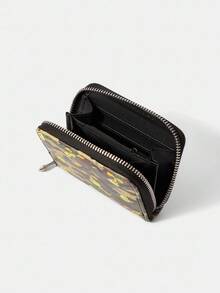 LOONEY TUNES X SHEIN 1件装全印花迷彩鸭子图案简约风格拉链零钱包，适合女性 - 多色3 - 查看 3