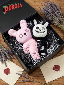 30cm/11.81in Halloween Double Headed Rabbit Plush Toy Halloween Long Ear Bunny Stuffed Animals Plushies Halloween Zombie Rabbit Plush Doll Halloween Skeleton Rabbit Toy Ideal Holiday Christmas Gift - Multicolor - View 3