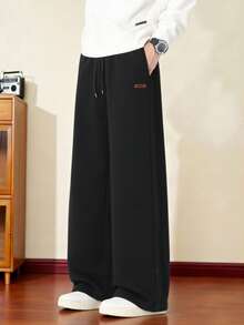 Manfinity Hypemode Men's Casual Everyday Loose Fit Drawstring Waist Pants With Slant Pockets Men Baggy Wide Pants Mens Loose Pants Men Wide Leg Pants The Chic Edit Happy New Year 2026 Pants For Men,Baggy Pants