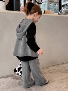 DAZY طقم سترة مغطاة بقبعة مصنوعة من الصوف + بنطلون، خريفي - رمادي - مشاهدة 3