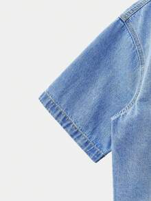 Manfinity Unisex 男士简约时尚纽扣短袖牛仔夹克