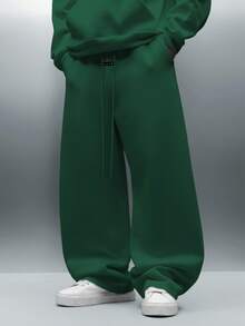 PLAYBOY X SUMWON Wide Leg Sweatpants With Drawstring Waist And Bunny Logo Embroidery For Casual Loungewear - Green - View 2