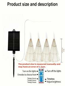 5Pcs/4Pcs/1Pc Suspended Solar Garden Fireworks Light, 8-Mode, LED Outdoor Decorative Light, Warm White Light, Suitable For Courtyard, Eaves, Halloween, Christmas Party Decoration - Warm white light - View 14