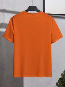 NEOREFINED Kaos Pria Lengan Pendek Kerah Bulat, Model Kasual Pas Badan, Nyaman untuk Musim Panas - Jeruk - View 2