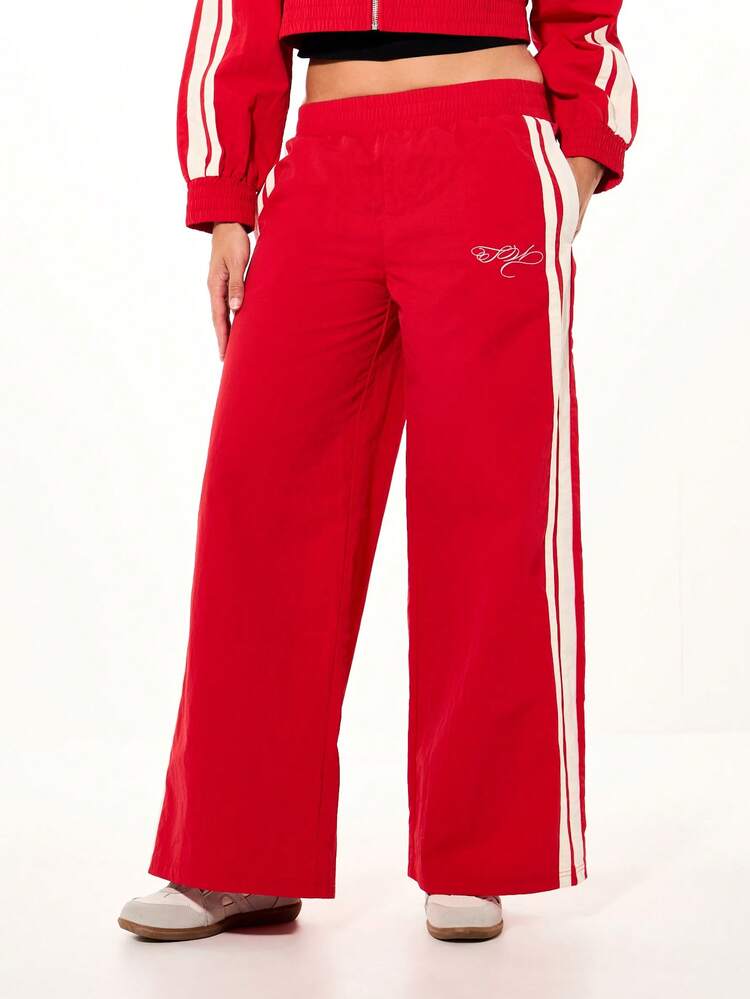SUMWON WOMEN Wide Leg Track Pants With Side Stripes