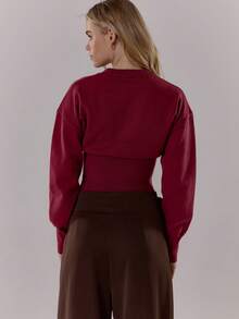 MUSERA 柔软针织收腰套头衫，春季Y2K 90年代休闲可爱基础款，适合假日、机场、夜间外出、冬季日常、晚宴、派对等场合，优雅情人节春季必备 - 中紫紅色 - 查看 2