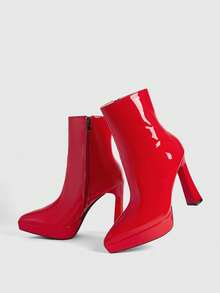 CUCCOO LuxiPop Giày bốt cao gót đế xuồng mũi nhọn thời trang nữ dành cho công sở - Đỏ - Xem 6