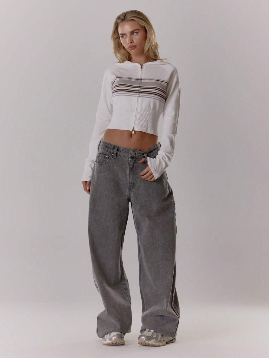 MUSERA Áo hoodie dệt kim kẻ sọc ôm sát, chỉ có áo trên, thích hợp mặc ở nhà, mùa đông, thoải mái, dự tiệc tối, thanh lịch, mùa xuân. - trắng - Xem 1