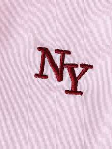 SHEIN Girls Casual Embroidered Polo Collar Sleeveless A-Line Dress, Suitable For Daily Casual, Street, And School Wear - Pink - View 4