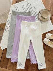 LMoss Kids 3PCS Young Girls Leggings - Mauve Purple - View 4