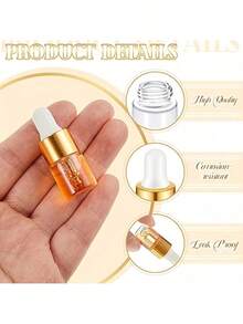 4/6/10/20/30/50PCS,Mini Glass Dropper Bottles, Golden Transparent Essential Oil Vials, Small Tincture Sample Containers, Perfume Liquid Bottles With Lids For Travel, Hand Wash Only, Unscented, Round Shape - Multicolor - View 2