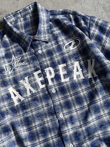 AXEPEAK Men's Plaid Print Casual Shirt With 2 In 1 Design, Front Button, Versatile For Daily Wear, Summer Plaid Button Up Men Streetwear Button Up Streetwear Shirt Men Shirt Men Streetwear Shirt - Multicolor - View 3