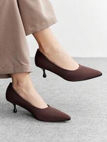 CUCCOO BIZCHIC Women's Pointed Toe Versatile High Heel Pumps For Daily Commute - Mocha Brown - View 8