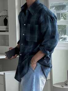 DAZY Men's Blue Striped Shirt, Spring/Autumn - Blue - View 2