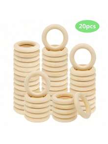 20个天然木环，适用于工艺品、DIY编织，无漆木环，吊坠连接器，80毫米/3.15英寸 - 卡其色 - 查看 12