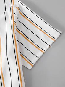 Vacaura 2 pièces/Set Chemise à manches courtes rayée décontractée pour garçons adolescents, mode et confortable pour le quotidien, les déplacements, les vacances et les loisirs - Tabac - Voir 7