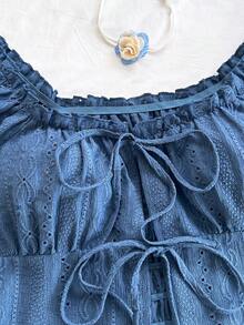 Soleia Textured Tie-Up Casual Vacation Shirt