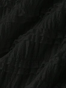 SHEIN MOD 女士纯色褶皱金属装饰不对称领长袖迷你连衣裙 - 黑色 - 查看 6
