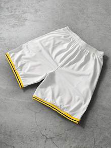 PAVTROS Shorts de sport décontractés à imprimé bicolore pour hommes - Blanc - Voir 2