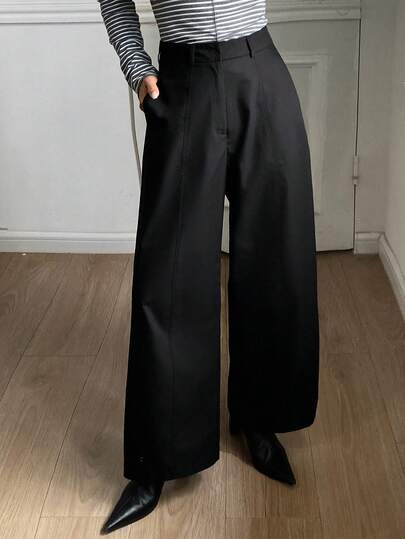 DAZY Women's Loose Solid Color Formal Pants, Elegant For Spring And Autumn