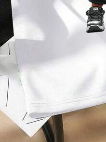 SHEIN 青少年男孩图案印花圆领短袖 T 恤 - 白色 - 查看 4