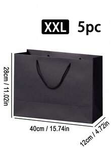 1/5/10个装多尺寸黑色礼品袋、节日礼品袋、服装包装袋、购物袋、手提袋 - 黑色 - 查看 6