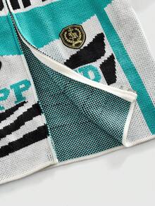 ROMWE MEN Spring Casual Graphic Men'S Zip-Up Cardigan With Racing Style Knit - Multicolor - View 5