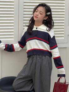 Dazy Kids Tween Girls Turtleneck Striped Sweater, Fall