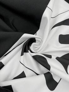 EMERY ROSE 女士度假休闲撞色拼接印花连衣裙 - 黑色 - 查看 9