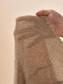 Zivah Bộ đồ đi biển dệt kim màu nâu nhạt thanh lịch, thoải mái, phong cách nghỉ dưỡng năm 2025 - màu nâu - Xem 8