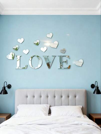 Acrylic 3D Mirror Wall Sticker With Slogan For Wall Decor - Perfect For Valentine's Day, Wedding, Birthday Gift, Hallway And Entrance Decor