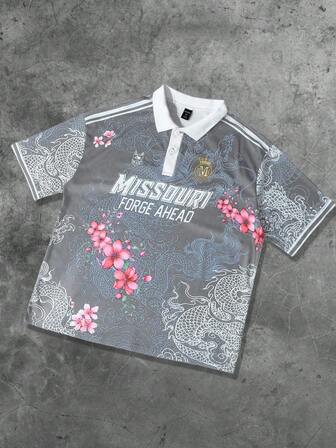 Anime Herren Polo-Shirt mit Straßen-Grafik-Muster, geeignet für den täglichen Gebrauch, Frühling/Sommer