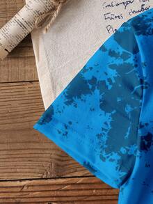 SHEIN | PAW Patrol Young Boy Casual Daily Commute Fashionable Street Cartoon Dog & Letter Tie-Dye Print Short Sleeve T-Shirt - White - View 3