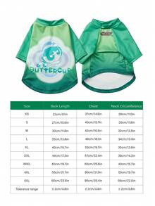 THE POWERPUFF GIRLS X PETSIN 1件酷炫大眼睛女孩字母印花宠物T恤，绿色运动款，亲肤透气宠物服装 - 彩色 - 查看 4