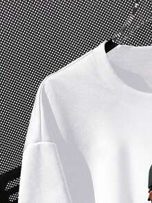 SHEIN 青少年男孩图案印花圆领短袖 T 恤 - 白色 - 查看 3