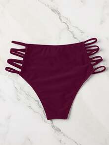 Breezaya Quần bơi màu trơn khoét eo, thích hợp cho đi biển/nghỉ mát. - Màu Đỏ Sâu - Xem 2