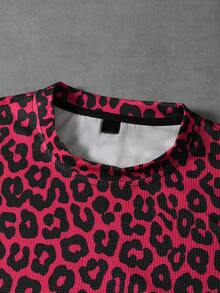 PAVTROS 男士街头风，复古，ins风数码豹纹印花面料，街头潮流，休闲运动长袖T恤，可叠穿，男女皆宜，情侣款，嘻哈风，送给男友的礼物，适合春、秋、冬三季穿着。 - 紅色 - 查看 7