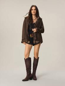 Styleloop Women's Fashionable Retro Chunky Heel Over-The-Knee Boots For Christmas - Coffee Brown - View 5